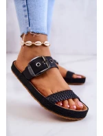 Módní pantofle s přezkou Big Star JJ274730 Black