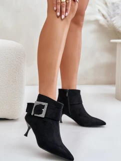 Dámské botky na jehlovém podpatku s ozdobnou sponou černé Nirilis