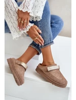 Dámské Teplé Pantofle Na Platformě Hnědé Azida