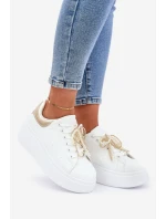 Dámské Tenisky Na Platformě S Ozdobami Bílo-Zlaté Lerissna