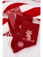 Dámské vánoční ponožky s jelenem vlna alpaka červené Dámské vánoční ponožky s jelenem vlna alpaka červené