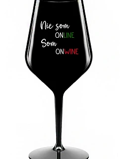NIE SOM ONLINE SOM ONWINE - čierny nerozbitný pohár na víno 470 ml