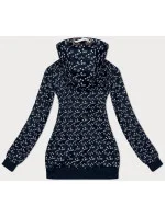Tmavě modrá sportovní mikina s kapucí a se vzorem vlaštovek (2309)