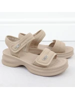 Dámské sandály na silné podrážce s pásky na suchý zip béžové Potocki 105300