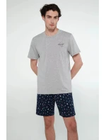 Pánské pyžamo 20910 Šedá / Tmavě modrá - Vamp