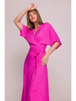 Dámské šaty se zavinovacím vzorem S406 Tmavě růžová - Stylove Dámské šaty se zavinovacím vzorem S406 Tmavě růžová - Stylove