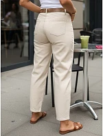 Dámské džíny s páskem mom fit UY3056  béžové - FashionStreet