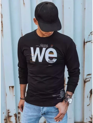 Pánská mikina s potiskem černá FashionStreet BX5365 Pánská mikina s potiskem černá FashionStreet BX5365