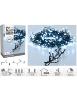 VÁNOČNÍ STROM SVĚTLA SVĚTELNÝ ŘETĚZ 120 VEDL ČASOVAČ STUDENÁ BÍLÁ