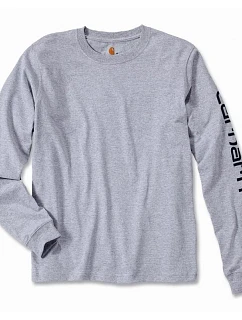 Tričko s dlouhým rukávem Carhartt Sleeve Logo T-Shirt L/S – šedá melírovaná, velikost: L