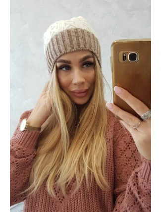 Fleecová čepice Bibiana K264 tmavě béžová+ecru Fleecová čepice Bibiana K264 tmavě béžová+ecru