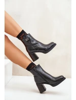 Hadí dámské botky na podpatku z přírodní kůže černé Vinceza 66670
