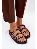 Dámské Pantofle S Pásky A Přezkami V Leopardím Vzoru Hnědé Uliri