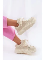 Dámské Kožené Tenisky Na Masivní Platformě GOE RR2N4043 Béžové