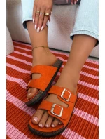 Dámské pantofle oranžové s přezkami Oliena
