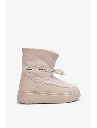Dámské sněhule s ozdobným šněrováním světle béžová Siracna Dámské sněhule s ozdobným šněrováním světle béžová Siracna