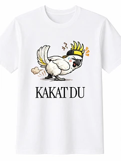 Dámské bavlněné tričko s potiskem - KAKAT DU - bílé