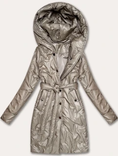 Béžový dámský prošívaný kabát s páskem S'West (B8508-12)