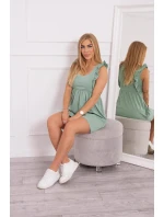 Šaty s volánky na bocích tmavě mátové barvy