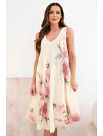 Dámské bavlněné midi šaty s krátkým rukávem a rozšířeným spodkem světle růžová Dámské bavlněné midi šaty s krátkým rukávem a rozšířeným spodkem světle růžová