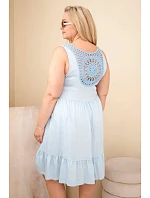 Dámské šaty plus size z viskózy s krajkou bez rukávů modré