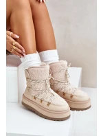 Dámské Sněhule Na Platformě S Šněrováním Světle Béžové Riaviana