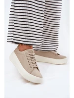 Dámské Textilní Tenisky Na Platformě Big Star RR274465 Béžové Dámské Textilní Tenisky Na Platformě Big Star RR274465 Béžové