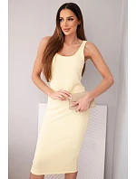 Dámské viskózové žebrované šaty na ramínkách žluté Dámské viskózové žebrované šaty na ramínkách žluté