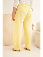 Dámské bavlněné kalhoty Plus Size s gumou v pase žluté
