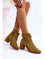 Semišové Provázkové Botky Maciejka 05508-24 Olivově Zelené