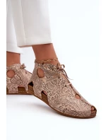 Vzorované kožené boty Maciejka 03426-02 Béžové Vzorované kožené boty Maciejka 03426-02 Béžové