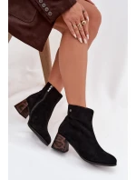 Kožené semišové dámské kotníky na podpatku Maciejka K7202-01 Černé