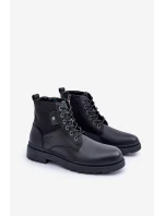 Kožené Zateplené Kotníkové Boty Pánské Big Star OO174166 Černé