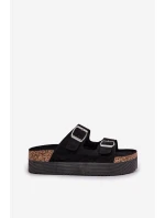 Dámské sandály na masivní platformě se sponami černé Aramia