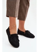 Dámské mokasíny s šněrováním a třásněmi Černé Glorina