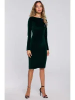 M565 Sametové tužkové šaty - zelené