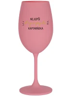 NEJLEPŠÍ STEJNĚ PSYCHO KAMARÁDKA - růžová sklenice na víno 350 ml