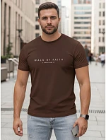 Pánské tričko s výraznou bavlnou hnědé FashionStreet NX5123R