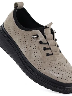 Jezzi 26PB18-135 kožené polobotky na platformě fango s prolamovanou podrážkou