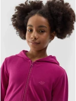 Dívčí tepláková rozepínací mikina s kapucí 4F - růžová Dívčí tepláková rozepínací mikina s kapucí 4F - růžová