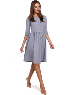 Dámské přiléhavé šaty s nabíraným pasem K010 šedé - Moe
