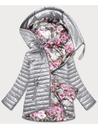Oboustranná šedá dámská květovaná bunda (PC-7509-61) Oboustranná šedá dámská květovaná bunda (PC-7509-61)