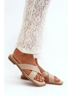 Dámské sandály na ploché podrážce z ekokůže S.Barski KV27-002 Bežové Dámské sandály na ploché podrážce z ekokůže S.Barski KV27-002 Bežové
