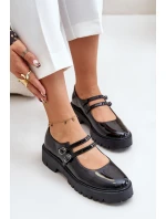 Lakované Dámské Polobotky S Pásky Černé Rialuna Lakované Dámské Polobotky S Pásky Černé Rialuna