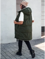 COSYVIVA dámská dlouhá prošívaná vesta s kapucí zelená FashionStreet TY4604