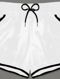 Bílé dámské šortky s kontrastní lemovkou (8K208-1)