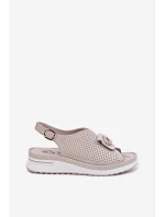 Kožené dámské sandály s ozdobným detailem šedé Deliva