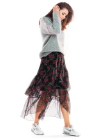 Dámská sukně A331 černá s květy - Awama Dámská sukně A331 černá s květy - Awama