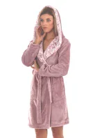 Dámský župan Flora s kapucí 4856 4353 krátký jednobarevný mauve mist - Vestis Dámský župan Flora s kapucí 4856 4353 krátký jednobarevný mauve mist - Vestis
