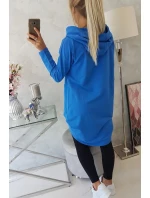 Mikina s kapucí s dlouhými zády chrpová